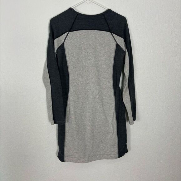 Athleta Light & Dark Grey Colorblock Long Sleeve Terry Cloth Sweater Dress Size - Picture 2 of 7